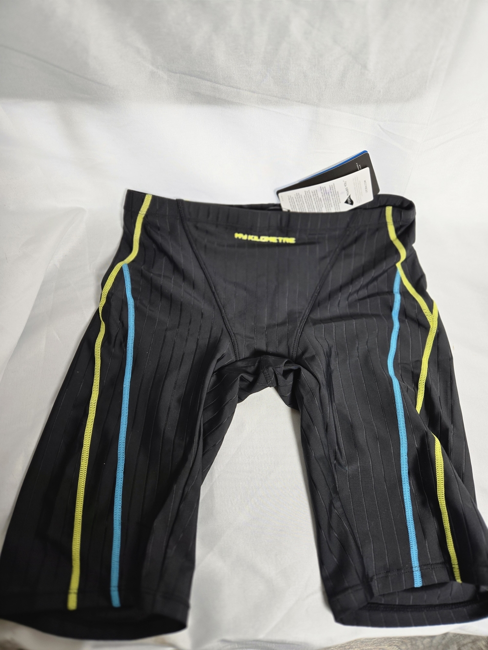 Men's Black Competitive Jammer Swim Shorts with Yellow & Blue Accents